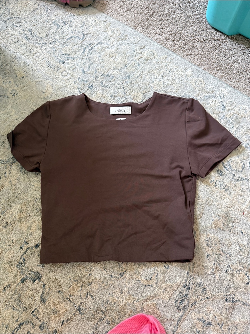 Aritzia Chocolate Brown Cropped Short Sleeve Top